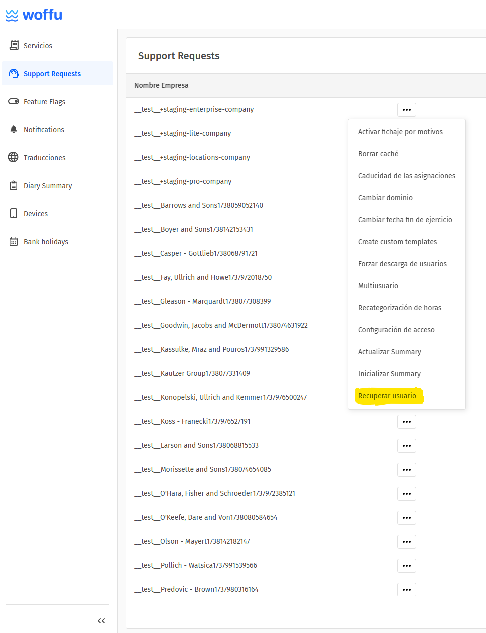 Backoffice - Recuperar Usuario