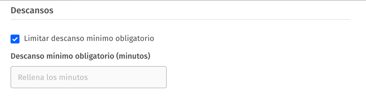 Configuracion - Horario - Descanso minimo obligatorio
