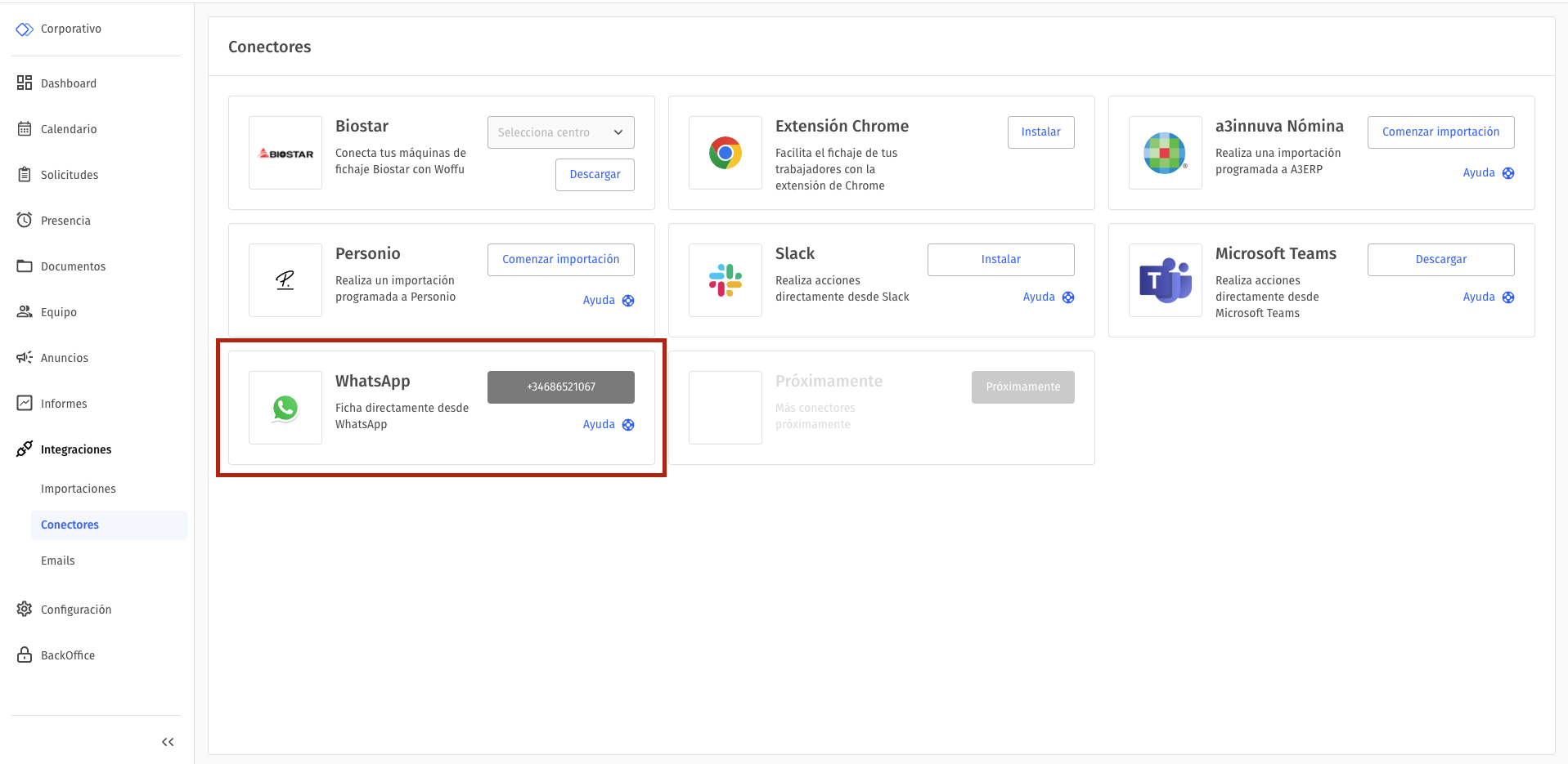 Integraciones -> Conectores
