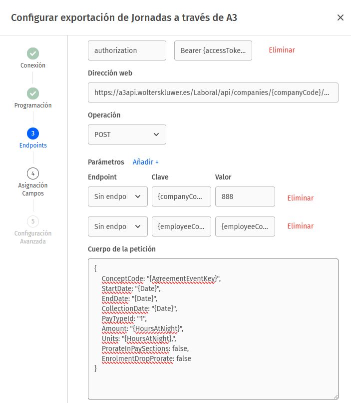 Exportador - Jornadas- Endpoints