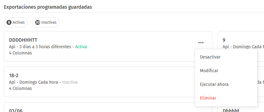 Exportador - Opciones
