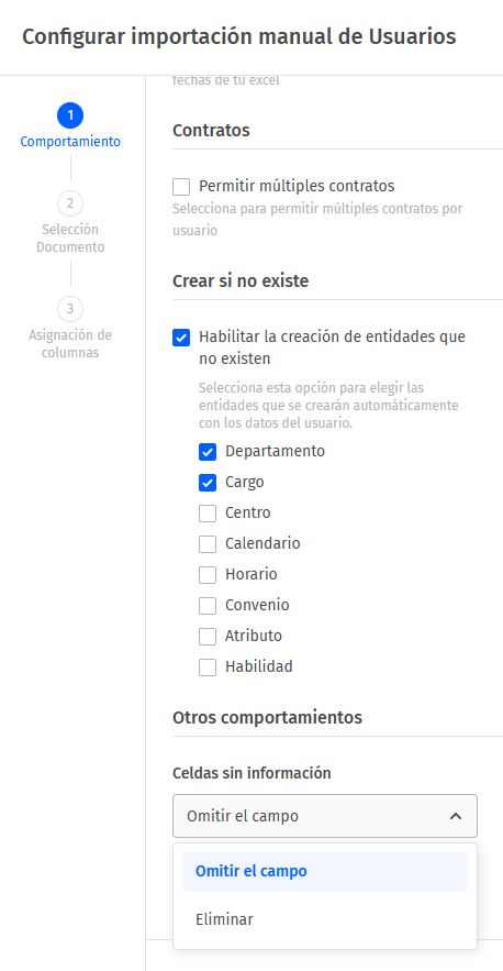 Importador - Celdas sin información