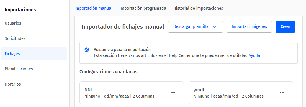 Importador - Boton descargar plantilla