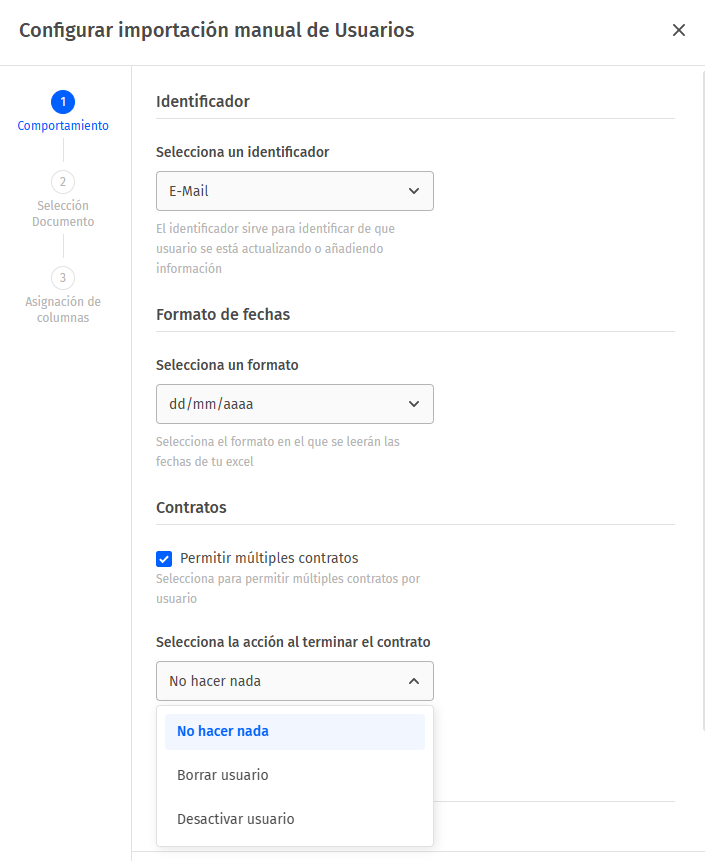 Configuración de contratos