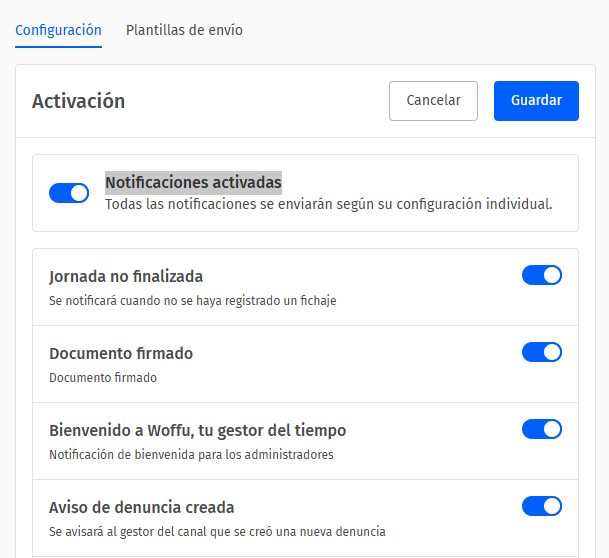 Notificaciones activas