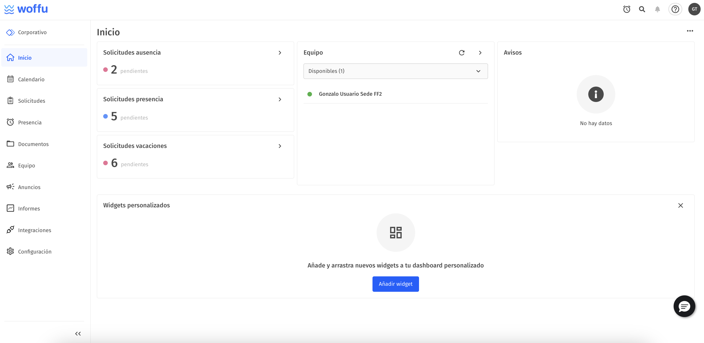 Configuración por defecto